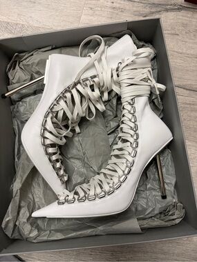 Balenciaga Corset heels pump white